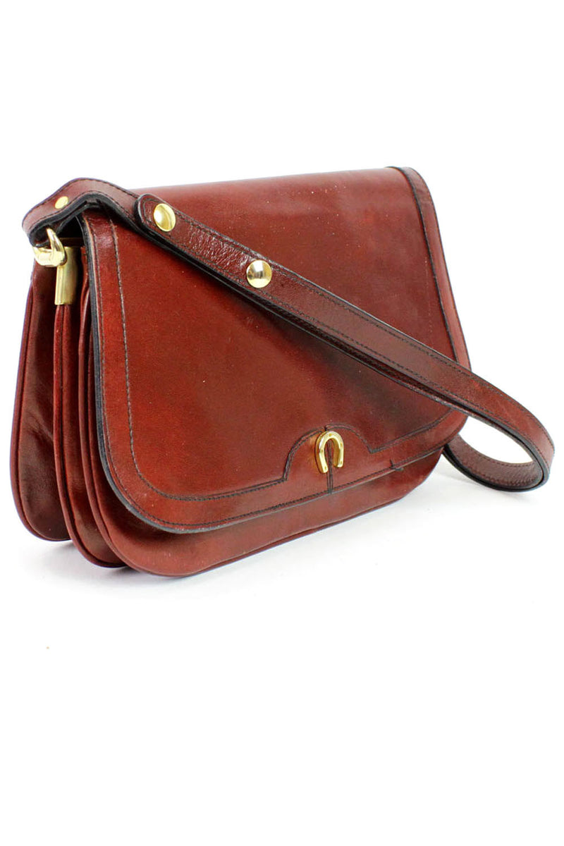 Burgundy Horseshoe Saddle Bag